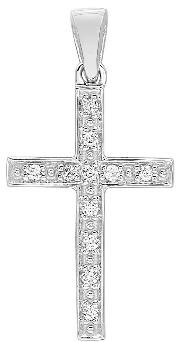 Pendentif croix diamant 0,05 ct GH-P1 · Or gris 18 carats