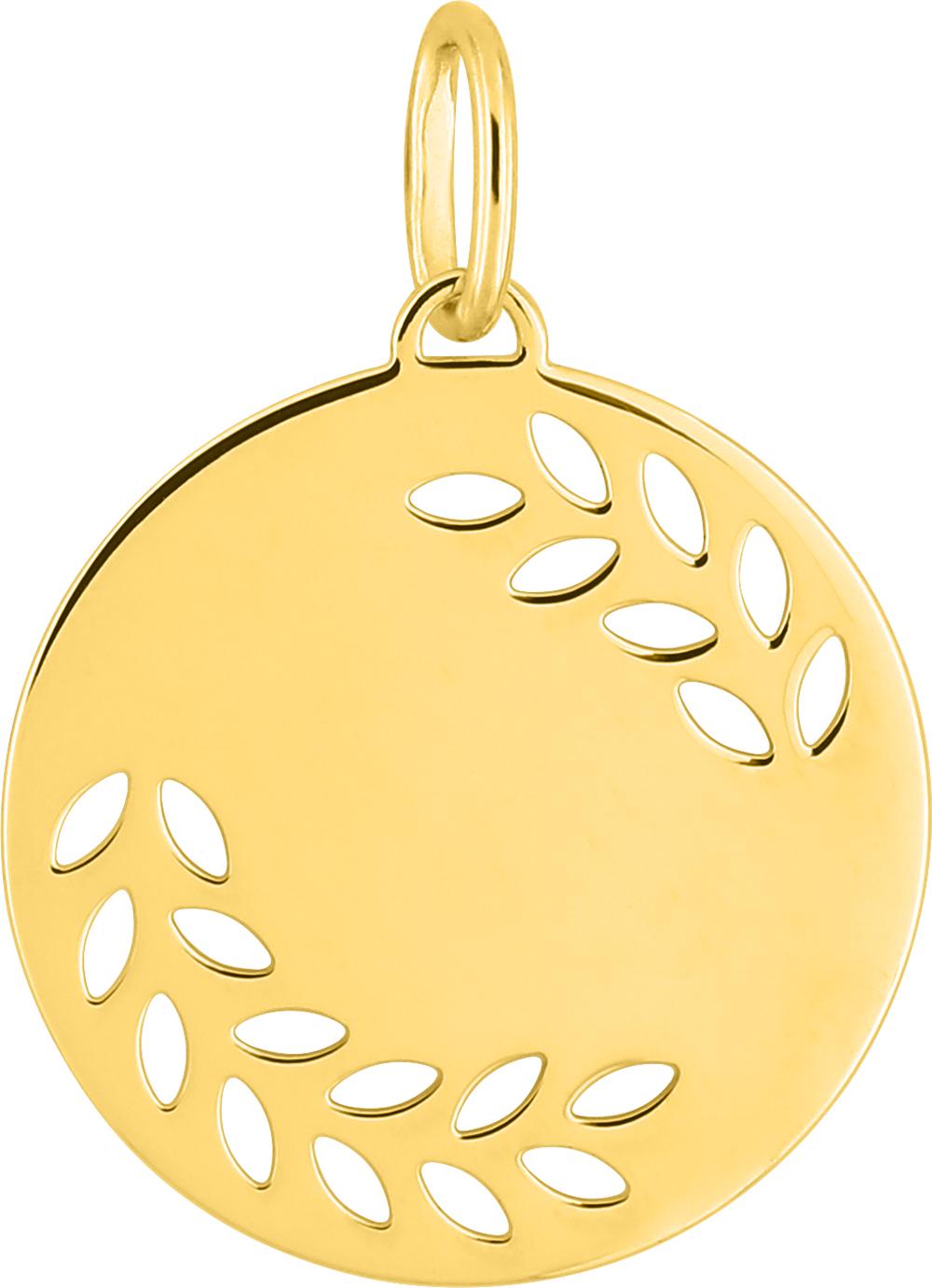 Pendentif médaille feuillage · Or jaune 18 carats