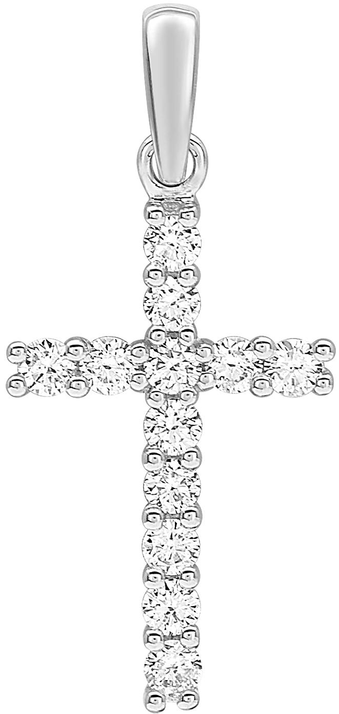 Pendentif croix diamant 0,30 ct GH-SI · Or gris 18 carats