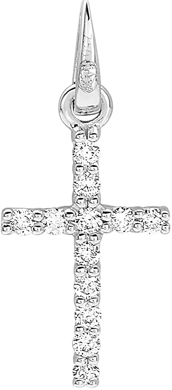 Pendentif croix diamant 0,11 ct GH-SI · Or gris 18 carats