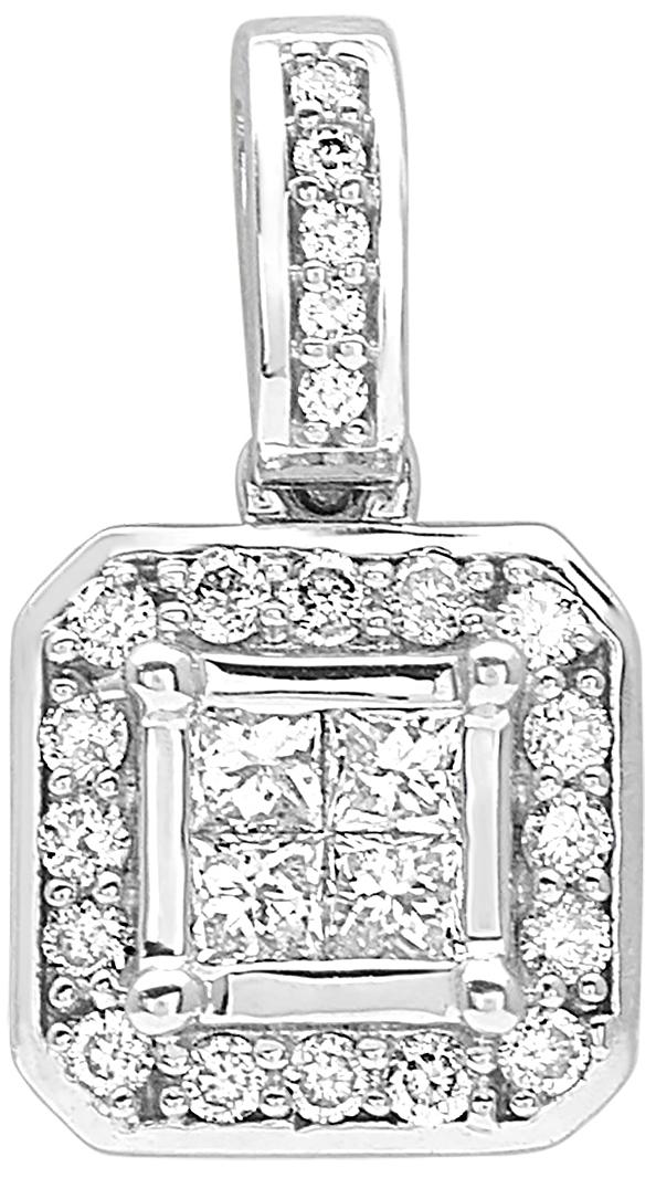 Pendentif carré diamant 0,25 ct GH-SI 1,4 g · Or gris 18 carats