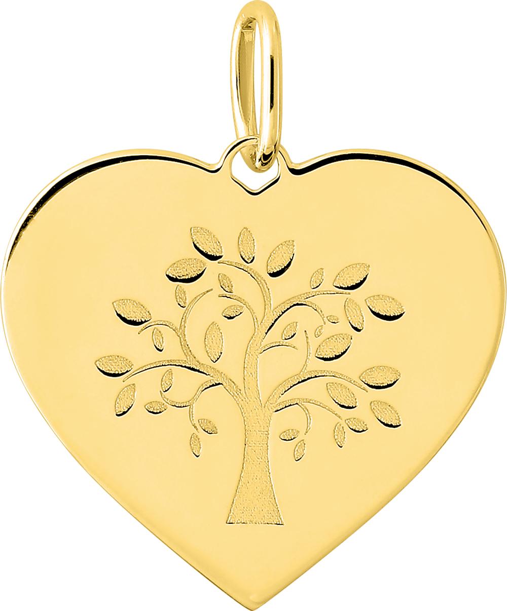 Pendentif médaille cœur arbre de vie · Or jaune 18 carats