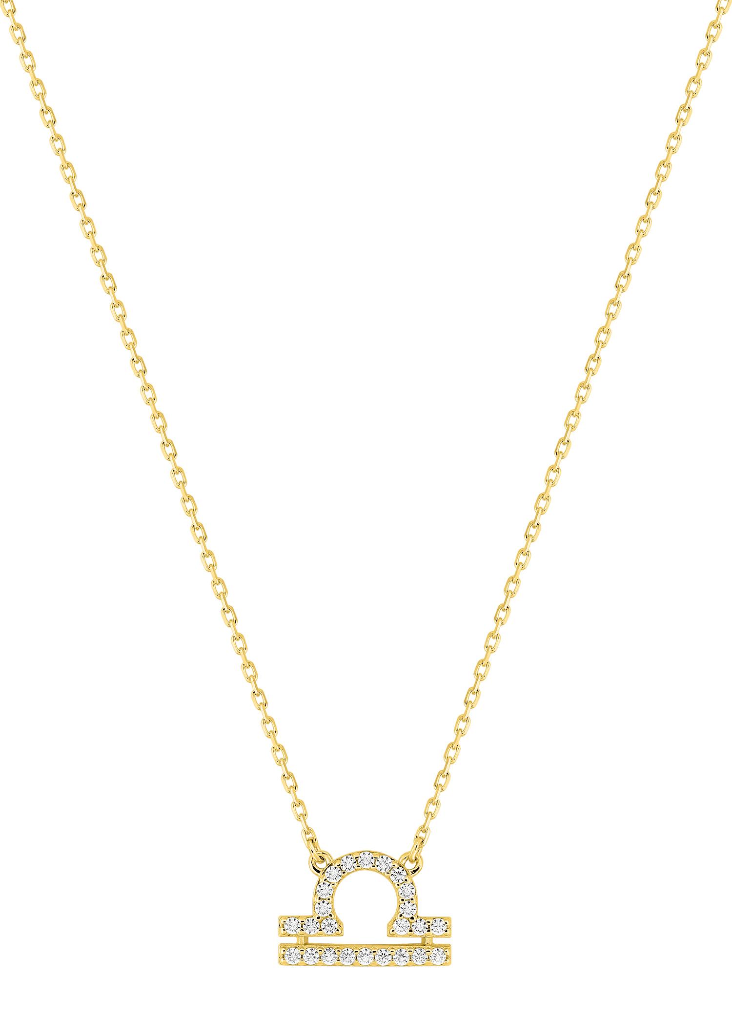 Collier signe du zodiaque Balance oxydes de zirconium · Or jaune 18 carats