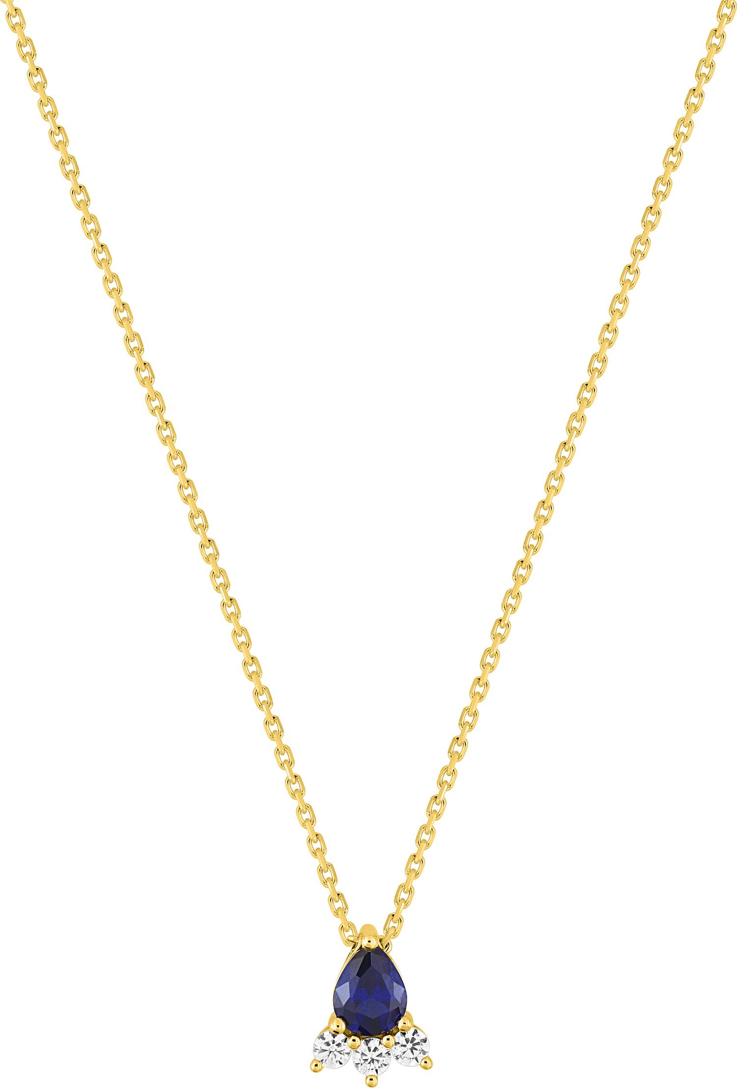 Collier goutte saphir de Ceylan et diamant 0,23 ct GH-SI · Or gris 18 carats