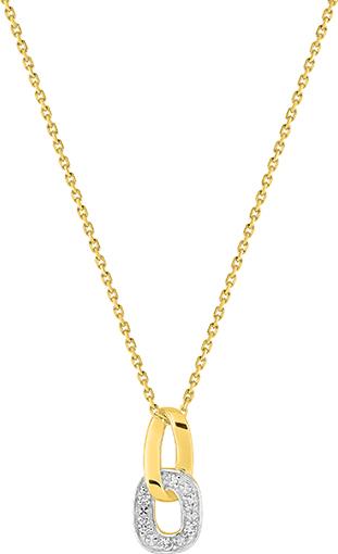 Collier diamant 0,04 ct GH-P1 · Or jaune rhodié 18 carats