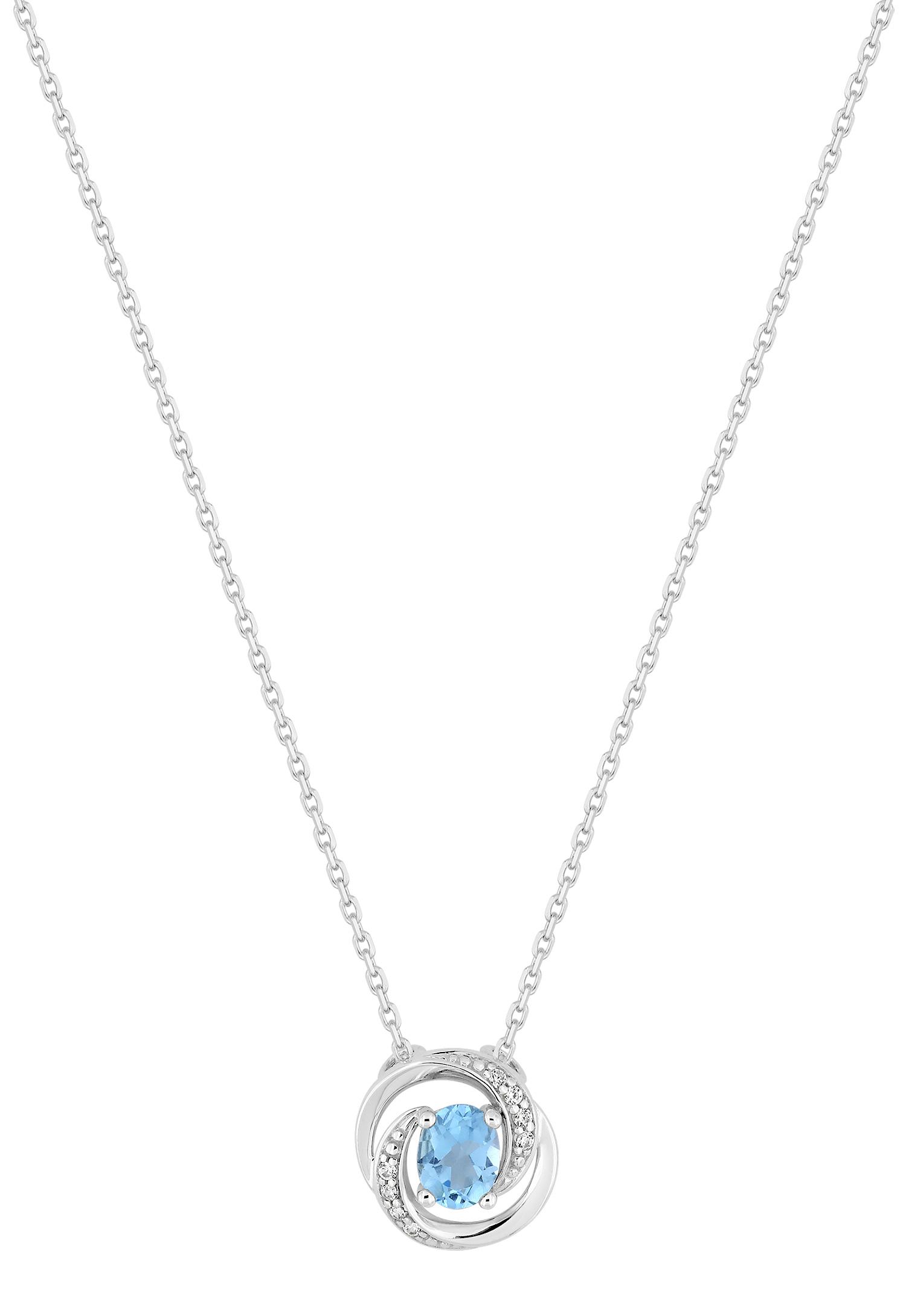 Collier rond topaze bleue traitée et oxydes de zirconium · Or gris 18 carats