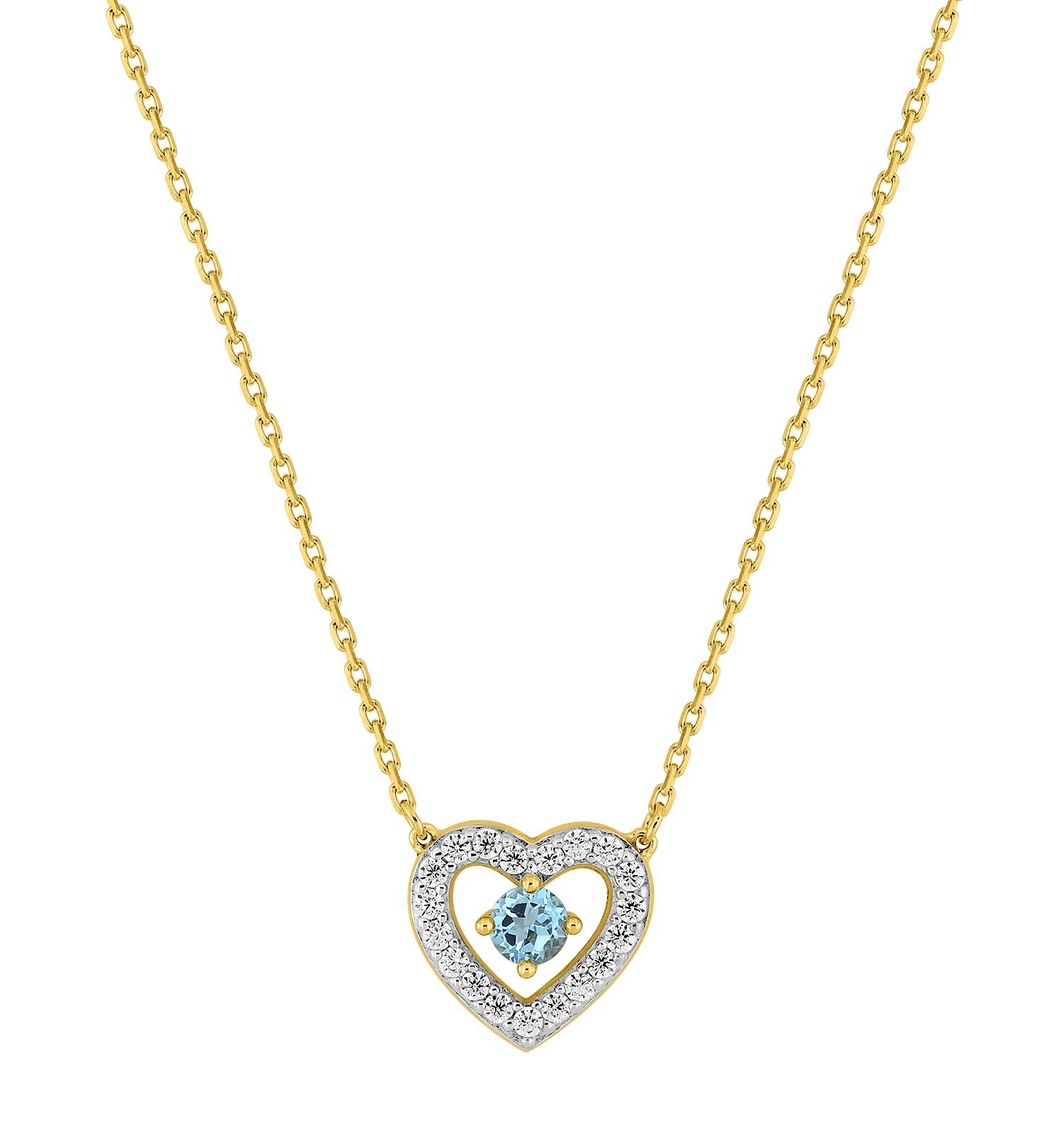 Collier cœur topaze bleue traitée · Or jaune rhodié 18 carats