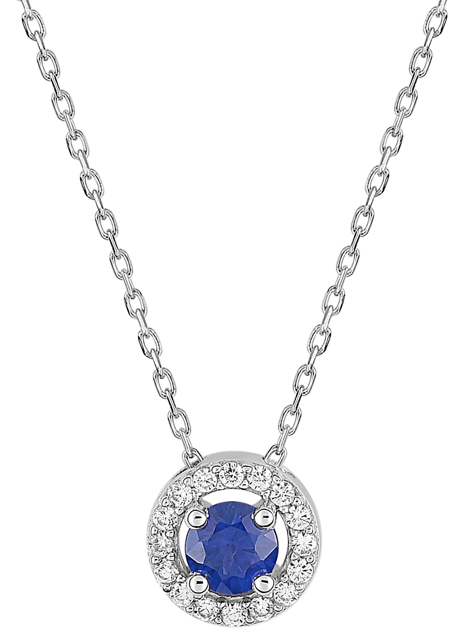Collier entourage saphir et oxydes de zirconium · Or gris 18 carats
