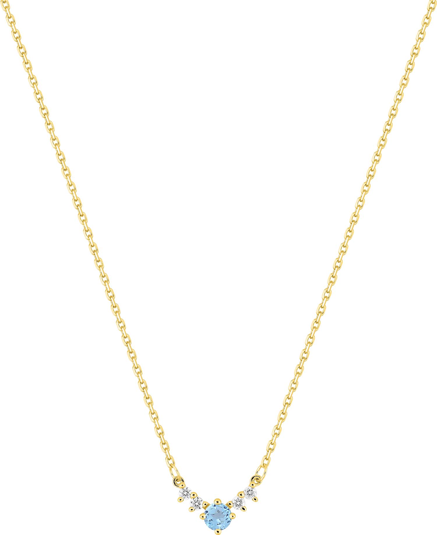 Collier solitaire topaze bleue traitée et diamant 0,05 ct GH-P1 · Or jaune 18 carats