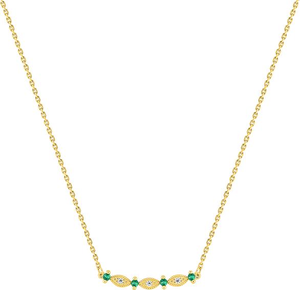 Collier multi-pierres émeraude et diamant 0,02 ct GH-P1 · Or jaune 18 carats