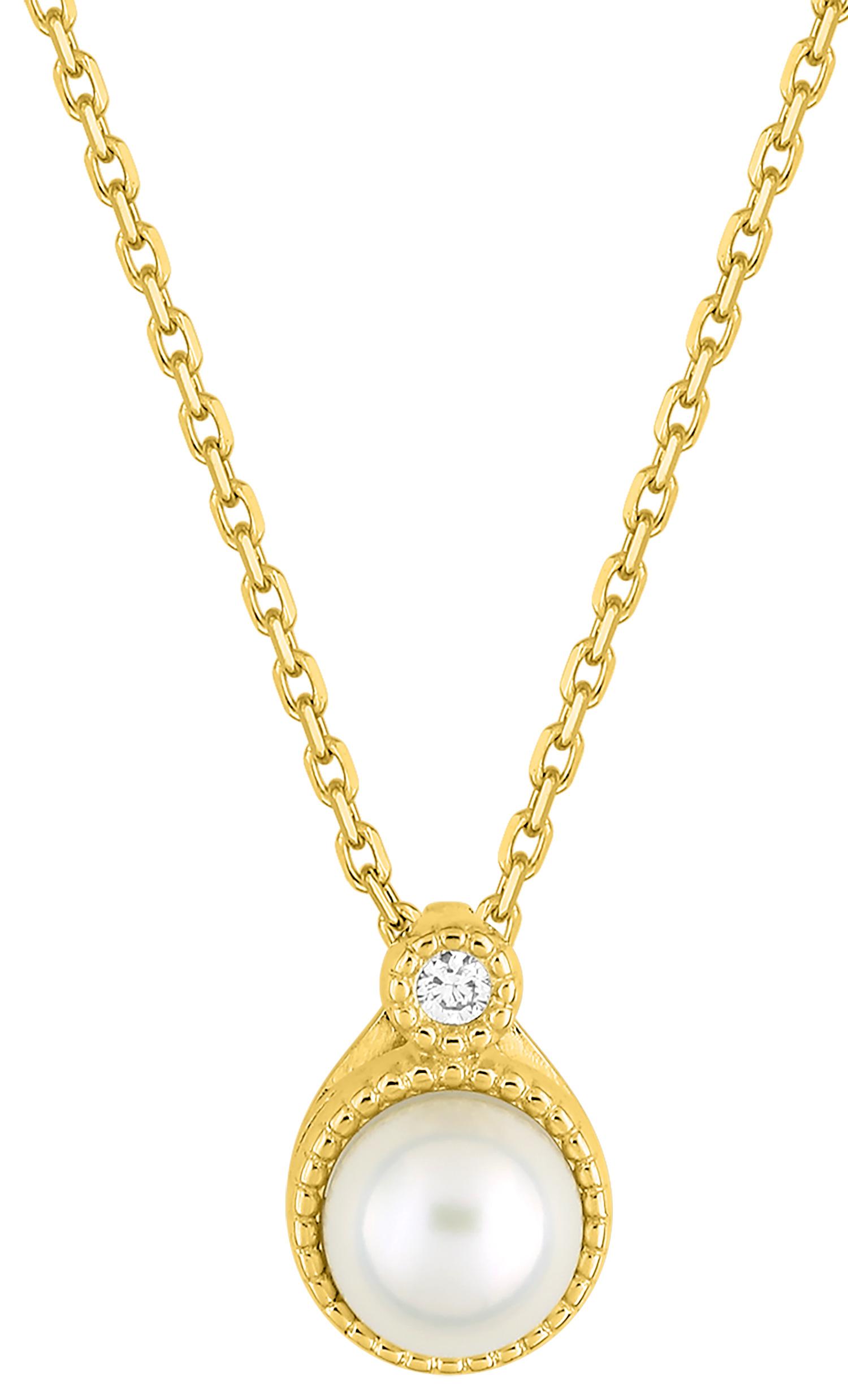 Collier perle de culture d\'eau douce et diamant 0,02 ct GH-P1 · Or jaune 18 carats