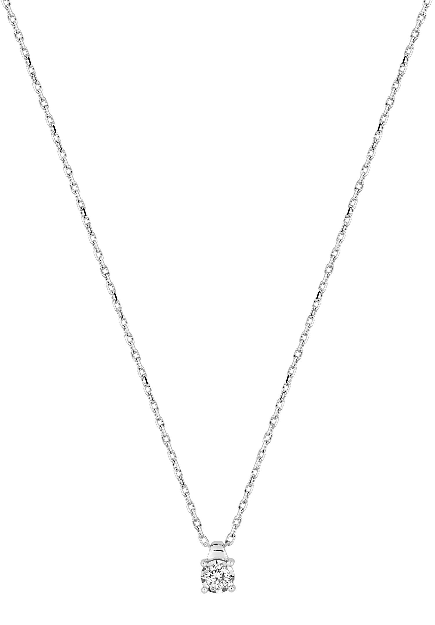 Collier solitaire pastillé diamant 0,06 ct GH-P1 · Or gris 18 carats