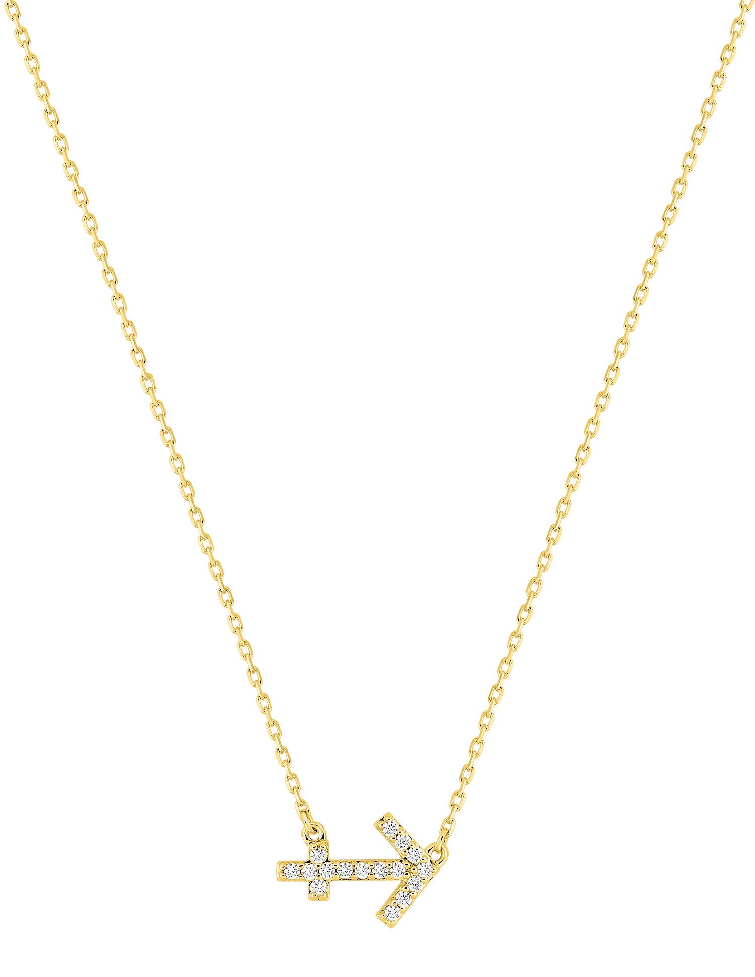 Collier signe du zodiaque croix Sagittaire oxydes de zirconium · Or jaune 18 carats