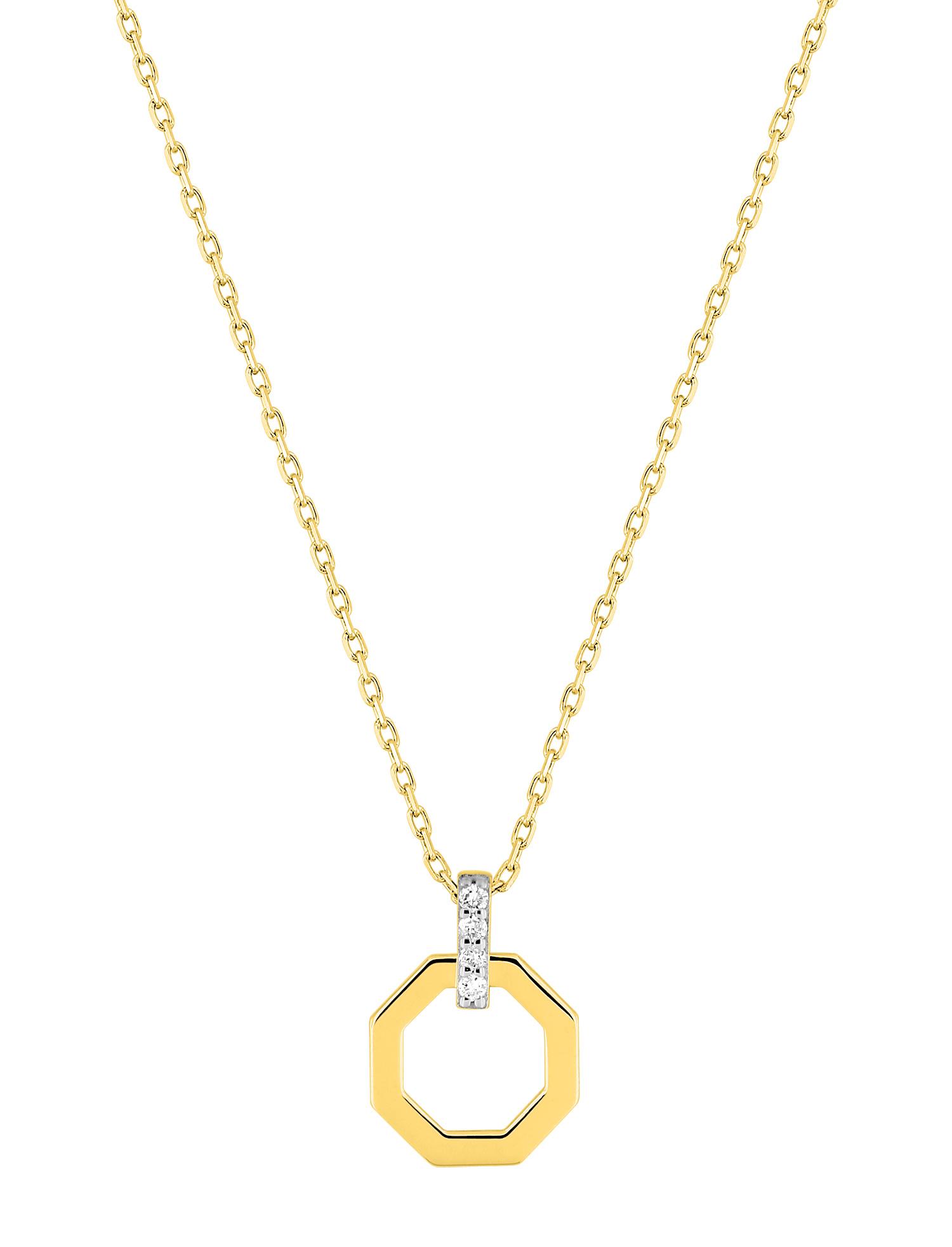 Collier octogone diamant 0,02 ct GH-P1 · Or jaune rhodié 18 carats