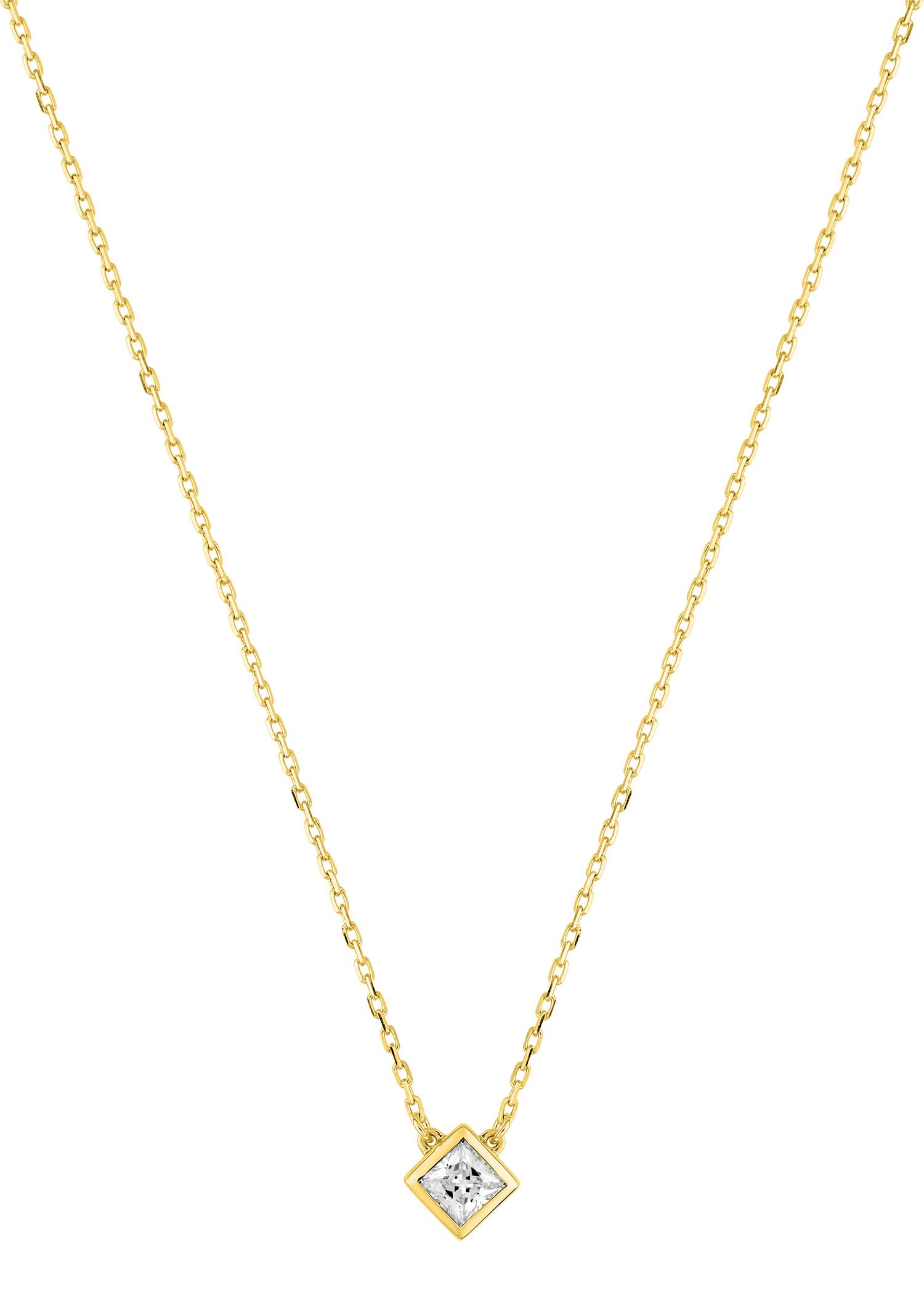 Collier pendentif solitaire oxydes de zirconium · Or jaune 18 carats