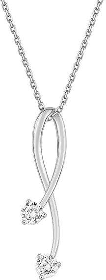 Collier pendentif torsadé oxydes de zirconium · Or gris 18 carats