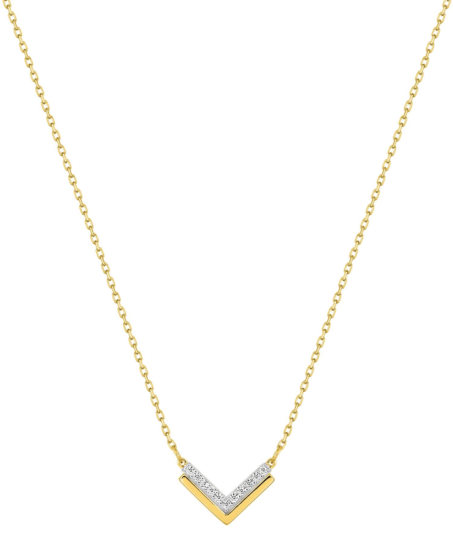 Collier pendentif chevron oxydes de zirconium · Or jaune rhodié 18 carats