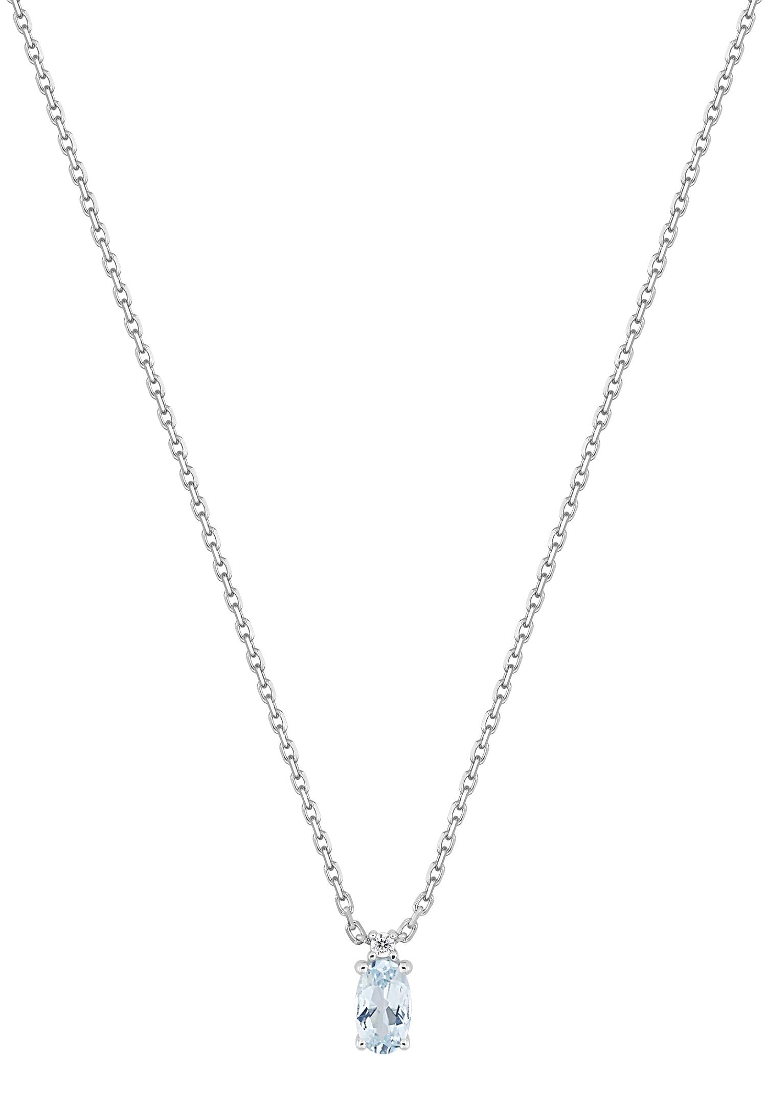Collier goutte aigue-marine et diamant 0,01 ct GH-P1 · Or gris 18 carats