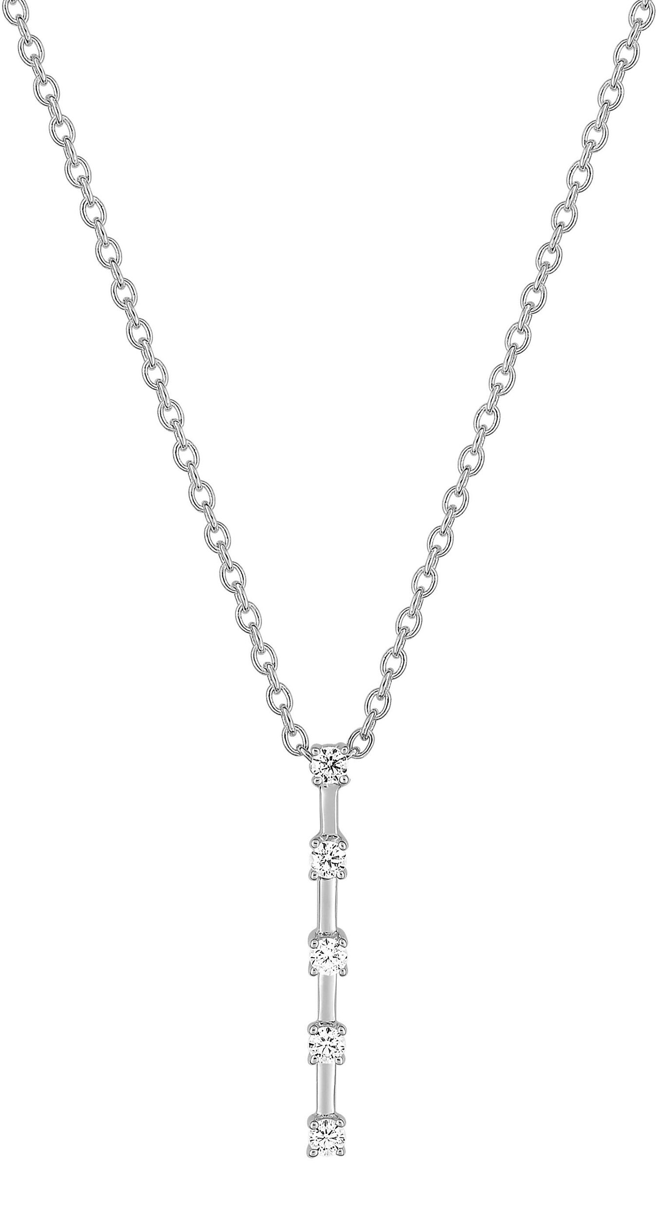 Collier Y diamant 0,15 ct GH-SI · Or gris 18 carats
