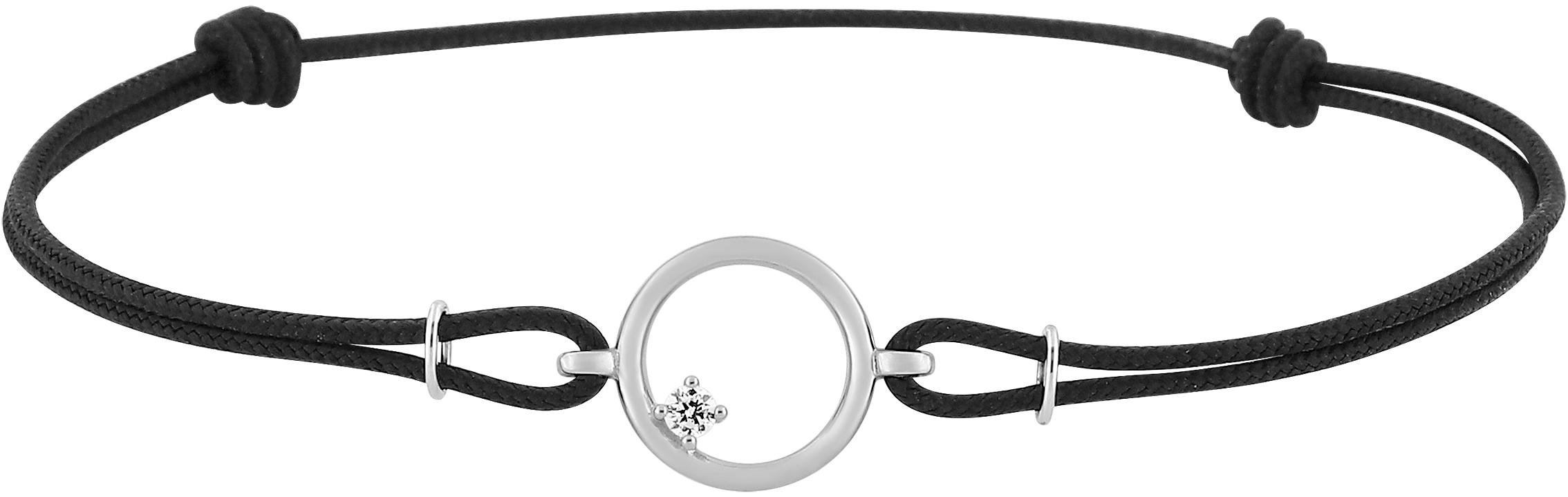 Bracelet souple cercle cordon oxydes de zirconium · Or gris 18 carats