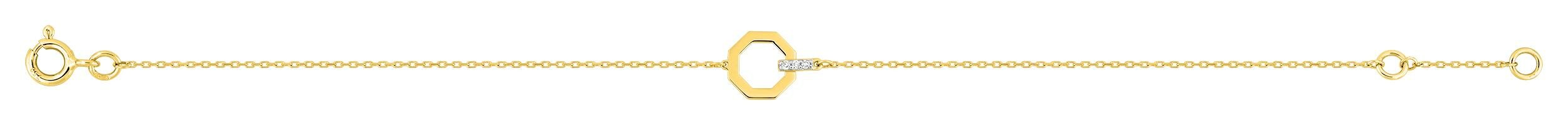 Bracelet octogone diamant 0,02 ct GH-P1 · Or jaune rhodié 18 carats