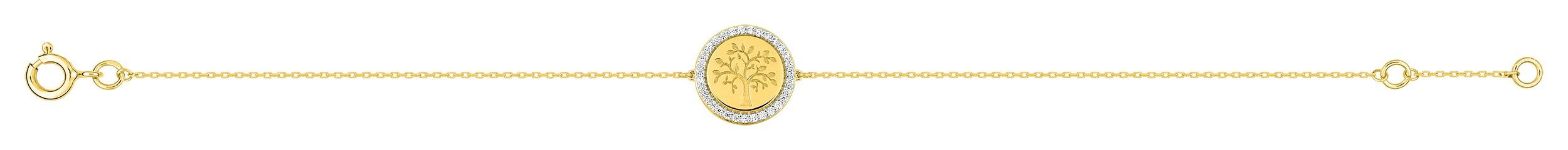 Bracelet arbre de vie oxydes de zirconium · Or jaune rhodié 18 carats