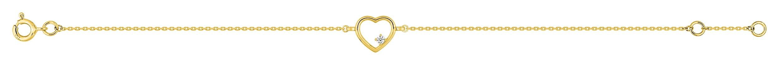 Bracelet cœur oxydes de zirconium · Or jaune 18 carats