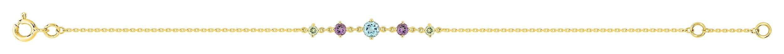 Bracelet multi-pierres topaze bleue traitée et améthyste et perle · Or jaune 18 carats
