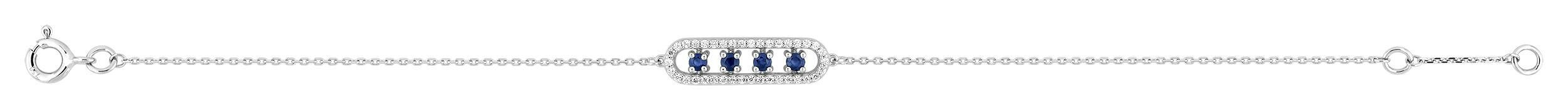 Bracelet barrette saphir et oxydes de zirconium · Or gris 18 carats