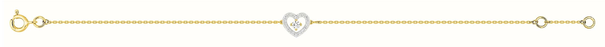 Bracelet cœur oxydes de zirconium · Or jaune rhodié 18 carats
