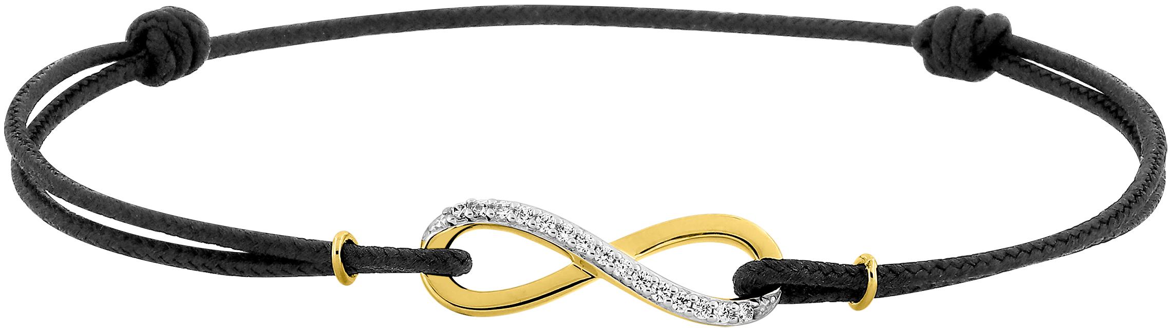 Bracelet souple cordon oxydes de zirconium · Or jaune rhodié 18 carats