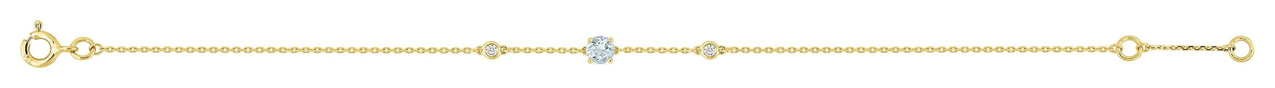 Bracelet multi-pierres aigue-marine et oxydes de zirconium · Or jaune 18 carats