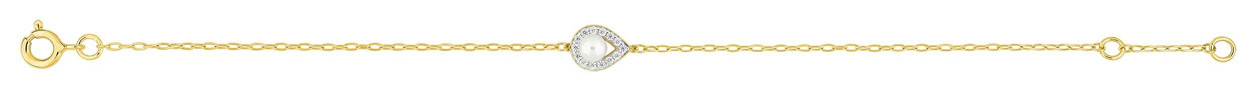 Bracelet goutte perle de culture d\'eau douce et oxydes de zirconium · Or jaune rhodié 18 carats