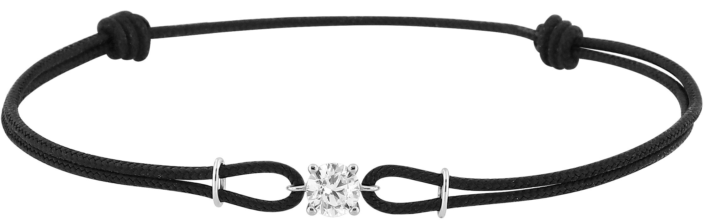 Bracelet souple cordon oxydes de zirconium · Or gris 18 carats