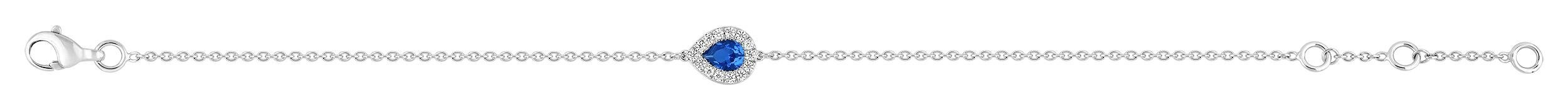 Bracelet goutte entourage saphir de Ceylan et diamant 0,10 ct GH-SI · Or gris 18 carats
