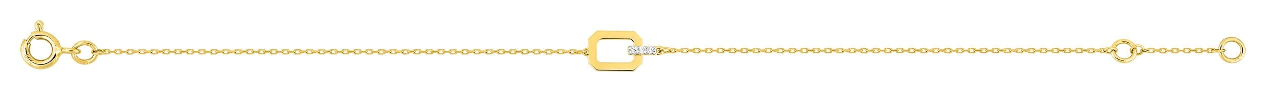 Bracelet rectangle diamant 0,02 ct GH-P1 · Or jaune rhodié 18 carats