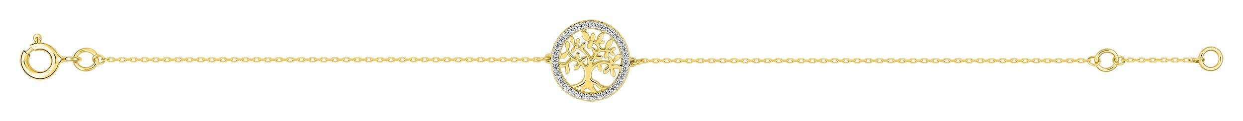 Bracelet arbre de vie oxydes de zirconium 18 cm · Or jaune rhodié 18 carats