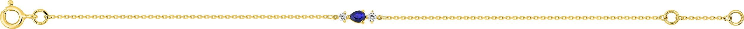 Bracelet saphir et oxydes de zirconium 18 cm · Or jaune 18 carats