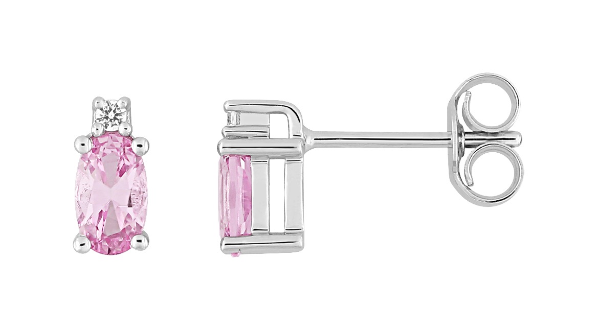 Boucles d\'oreilles Diamant/ Aigue Marine/ Saphir 0.02ct GH-P1 Or 18 Carats