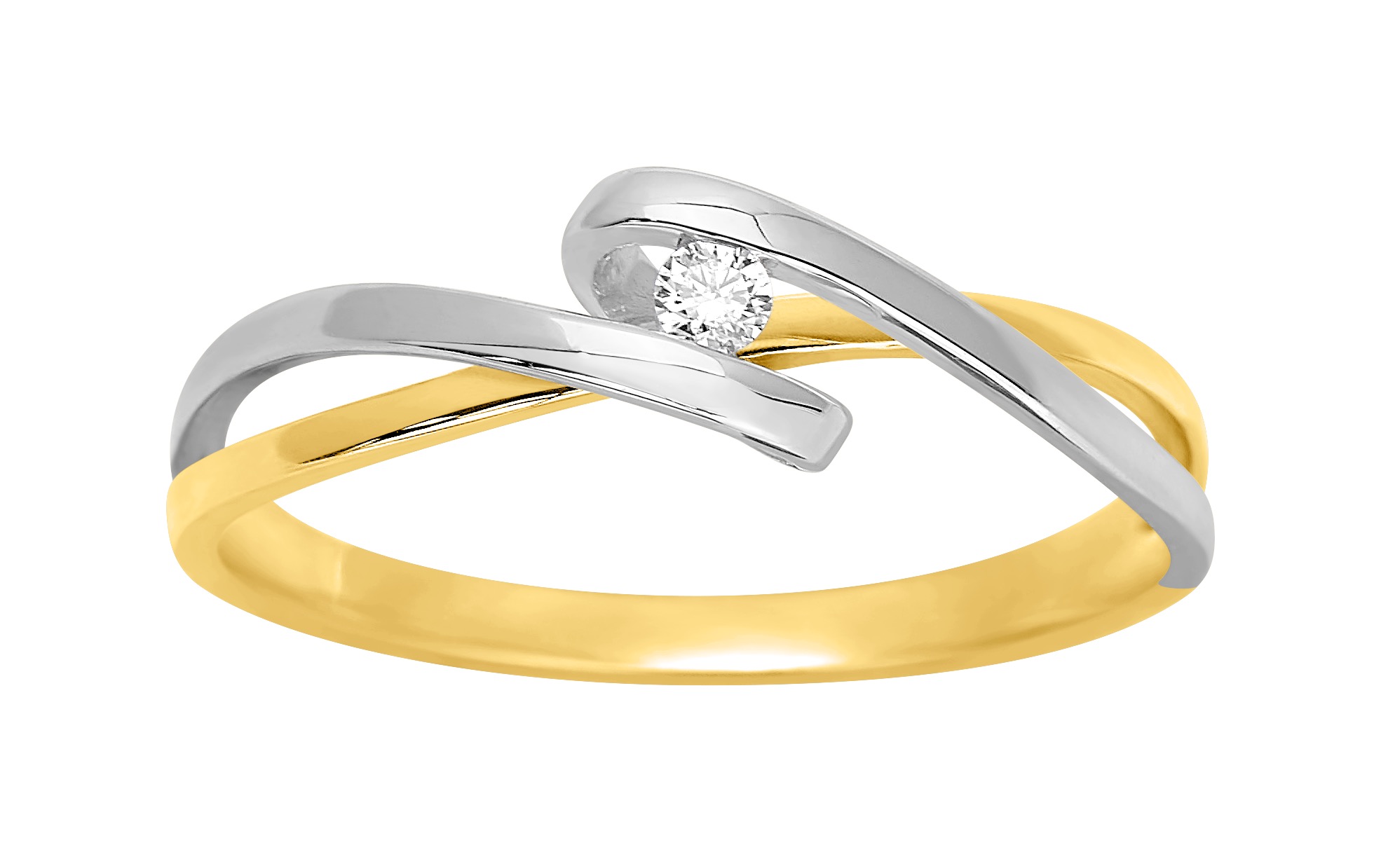 Solitaire Diamant 0.04ct GH/SI Or 18 Carats & Rhodium