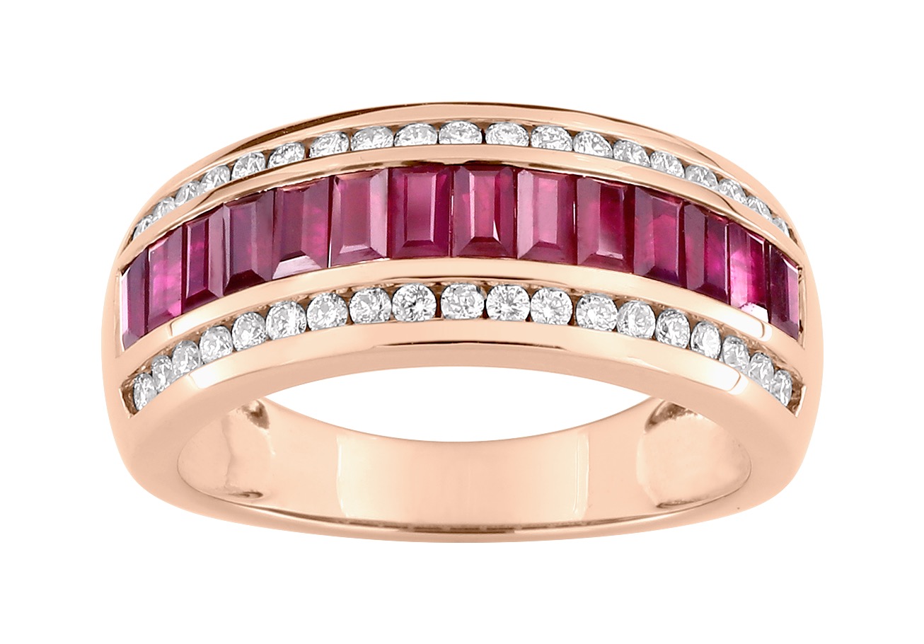 Bague Diamant 0.34ct GH-P1 & Rubis Or 18 Carats