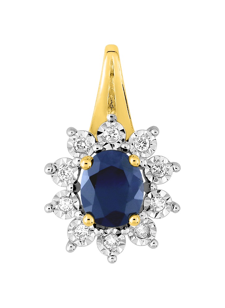 Pendentif Saphir & Diamant 0.05ct GH-P1 Or 18 Carats