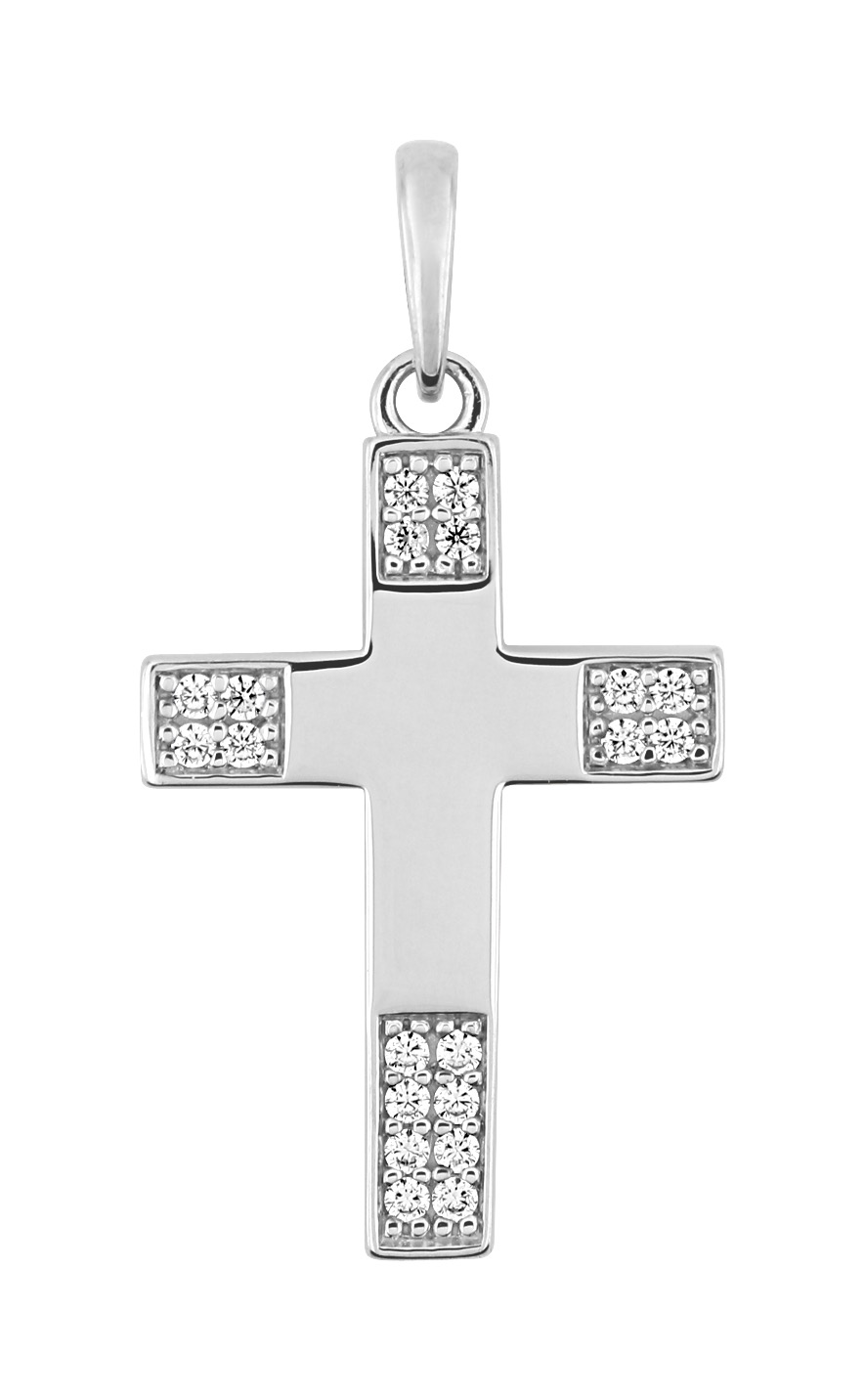 Pendentif Or Blanc Oxydes de Zirconium 18 Carats