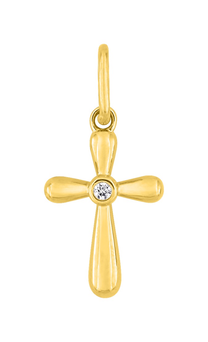 Pendentif Or 18 Carats Croix & Diamant 0.01ct GH-P1