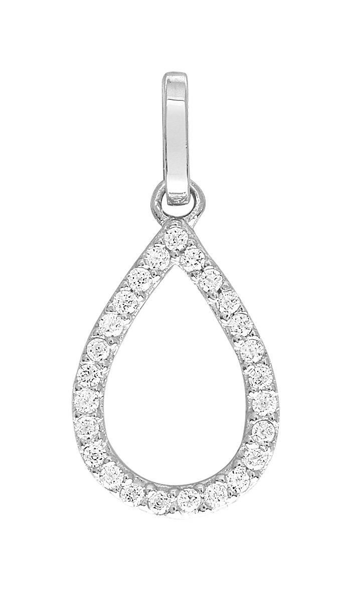 Pendentif Or Blanc Oxydes de Zirconium 18 Carats