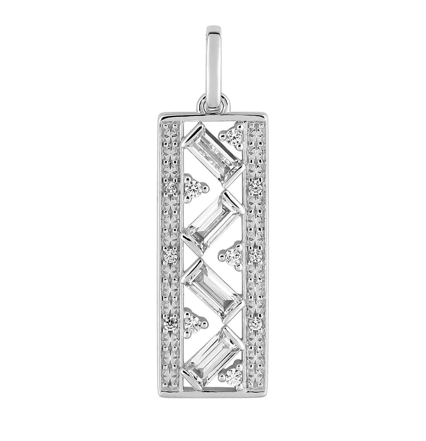Pendentif Or Blanc Oxydes de Zirconium 18 Carats