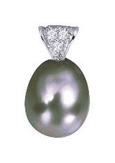 Pendentif Or 18 Carats & Perle Tahiti poire & Diamant 0.03ct GH-P1
