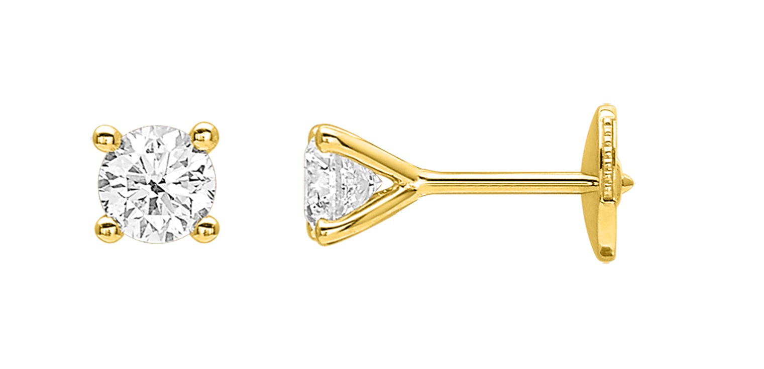 Boucles d\'oreilles Diamant 0.45ct GH-P1 Or 18 Carats