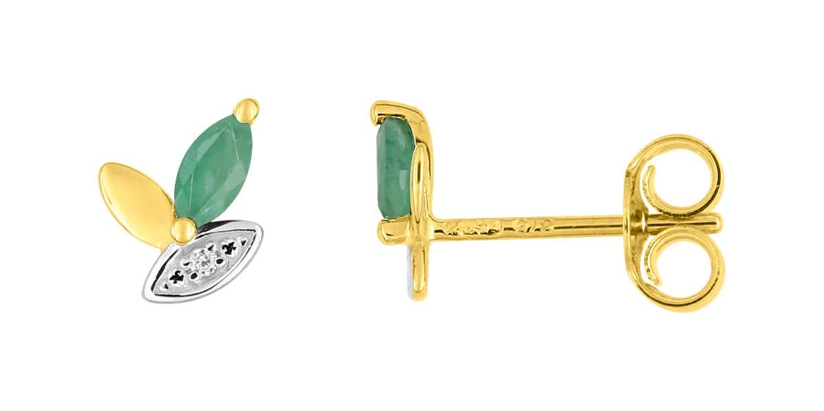 Boucles d\'oreilles Pierre précieuse & Rhodium Or 18 Carats