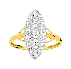 Bague Marquise Rhodium & Or 18 Carats